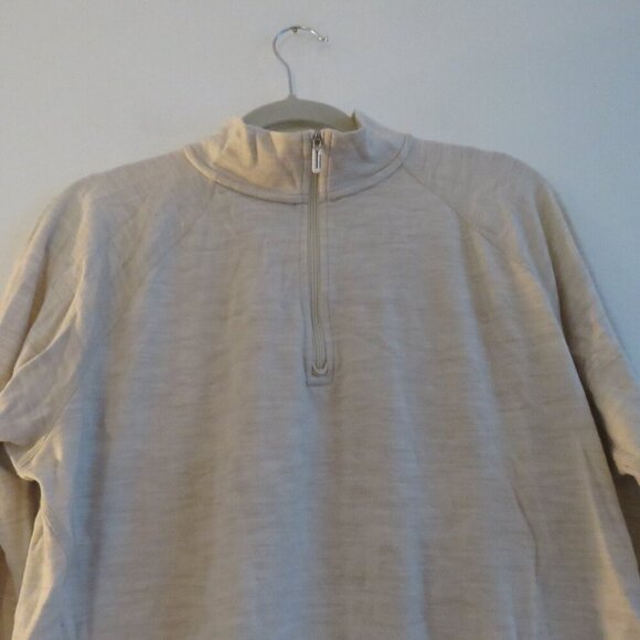 SMARTWOOL Classic Thermal Merino Base Layer 1/4 Zip Top Almond Heather - Size 1X - Picture 7 of 14